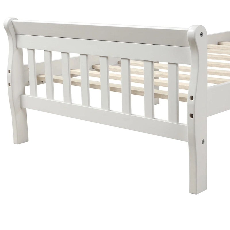 Letto a piattaforma in legno con testiera e pediera