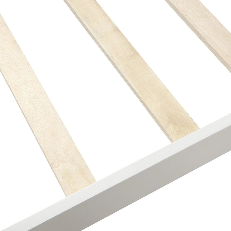 Letto a piattaforma in legno con testiera e pediera