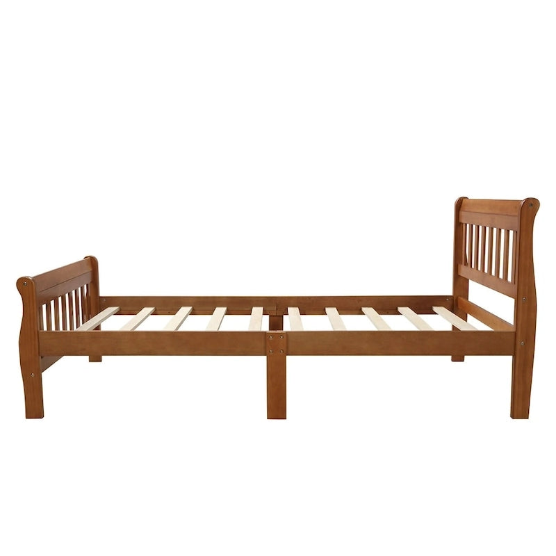 Letto a piattaforma in legno con testiera e pediera