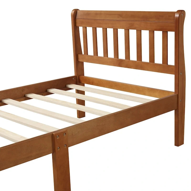 Letto a piattaforma in legno con testiera e pediera