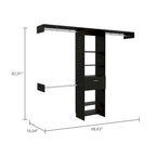 Sistema Armadio Cross con Cassetto, 3 Aste Metalliche e 5 Ripiani Aperti