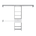 Sistema Armadio Cross con Cassetto, 3 Aste Metalliche e 5 Ripiani Aperti