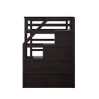 Letto a Castello Gemello con Letto Estraibile e 3 Gradini Contenitore, Espresso