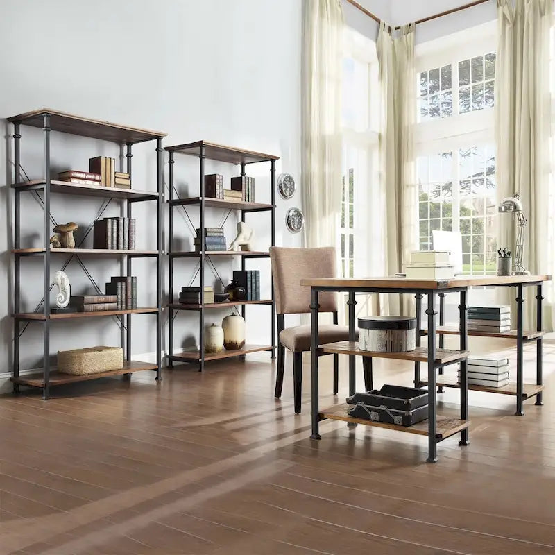 Myra Vintage Industrial Modern 3-piece Desk and 40-inch Bookcase Set by 