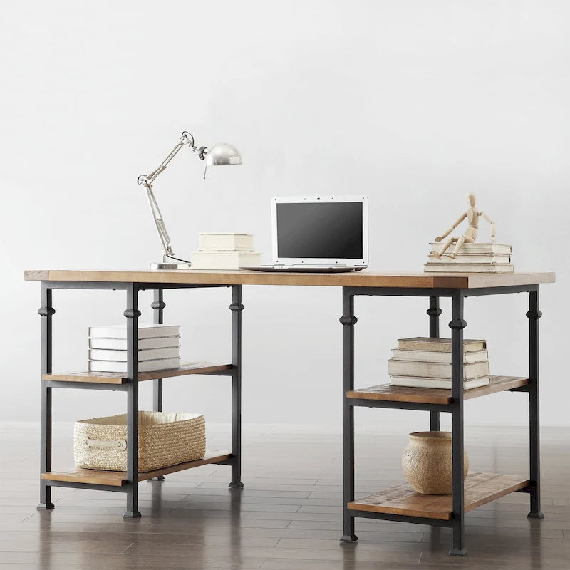 Set scrivania e libreria da 40 pollici in 3 pezzi vintage industriale moderno