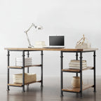 Set scrivania e libreria da 40 pollici in 3 pezzi vintage industriale moderno