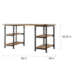 Set scrivania e libreria da 40 pollici in 3 pezzi vintage industriale moderno