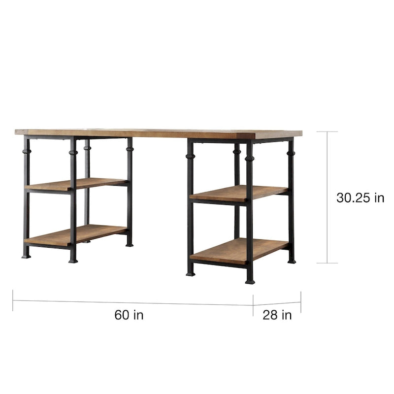 Set scrivania e libreria da 40 pollici in 3 pezzi vintage industriale moderno