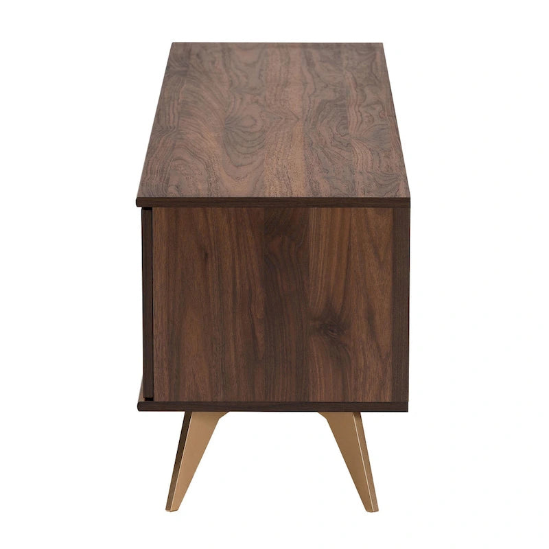 Mobile TV a 2 ante in legno con finitura noce stile Mid-Century Modern Transizionale