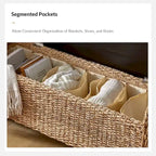 Panca contenitore Boho Farmhouse in rattan con intagli a traforo