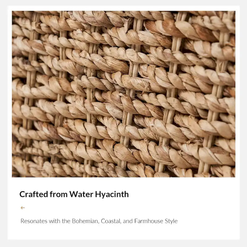 Panca contenitore Boho Farmhouse in rattan con intagli a traforo