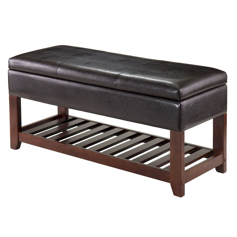  Storage Chest Bench, Espresso and Walnut - 42.52W x 15.75D x 20.47