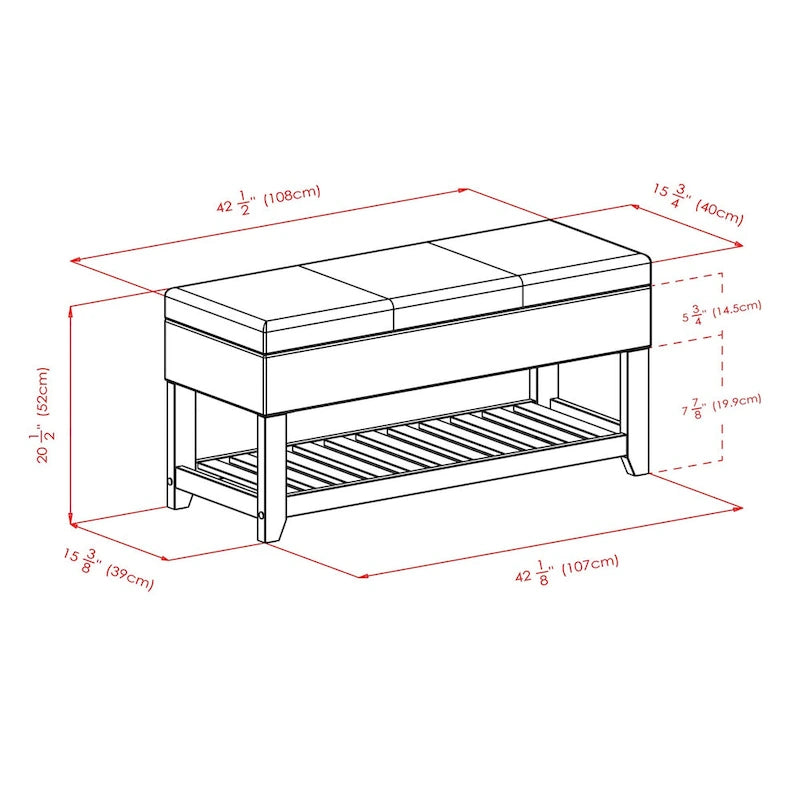 Panca contenitore, espresso e noce - 42,52 L x 15,75 P x 20,47