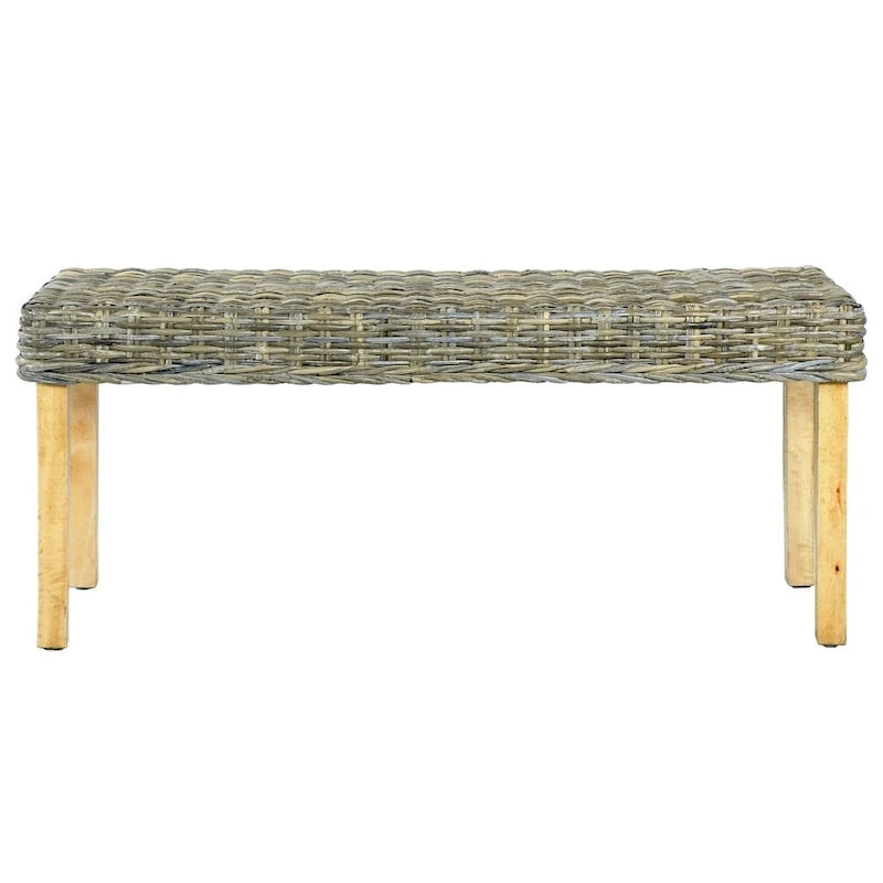 Panca 43.3 in rattan naturale Kubu e legno massello di mango
