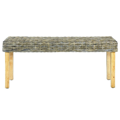 Panca 43.3 in rattan naturale Kubu e legno massello di mango
