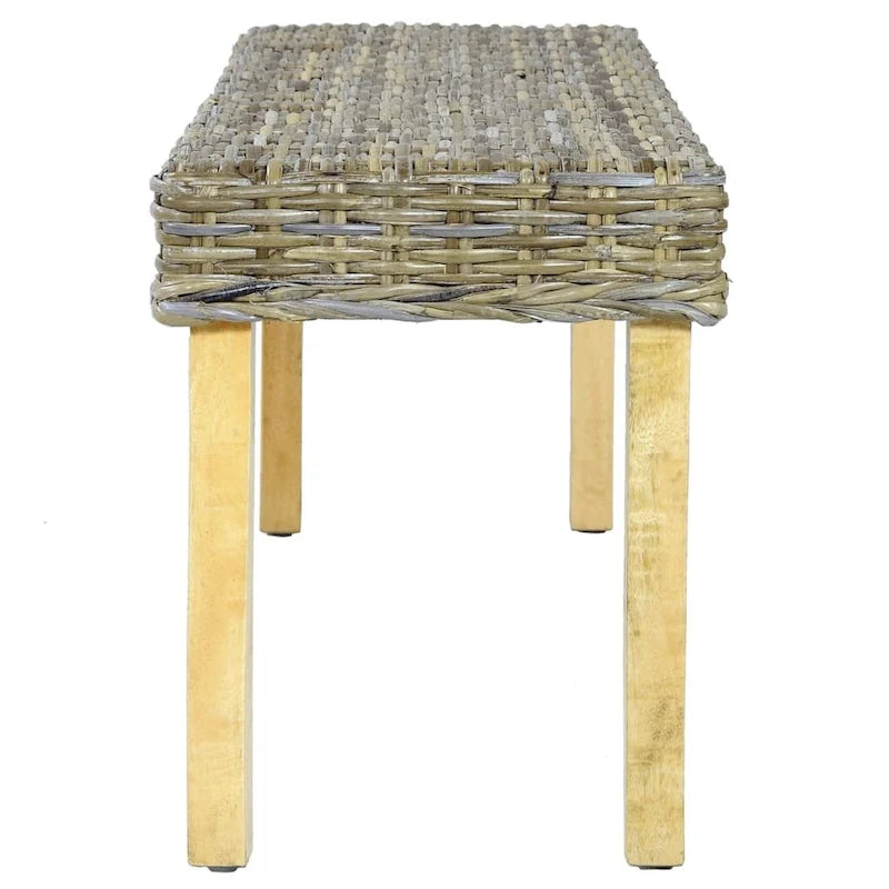 Panca 43.3 in rattan naturale Kubu e legno massello di mango