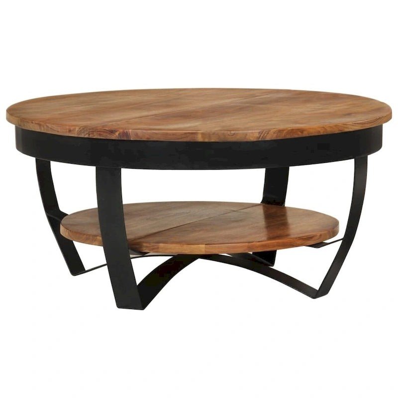 Tavolino da Salotto 65x65x32 cm in Legno Massello di Acacia