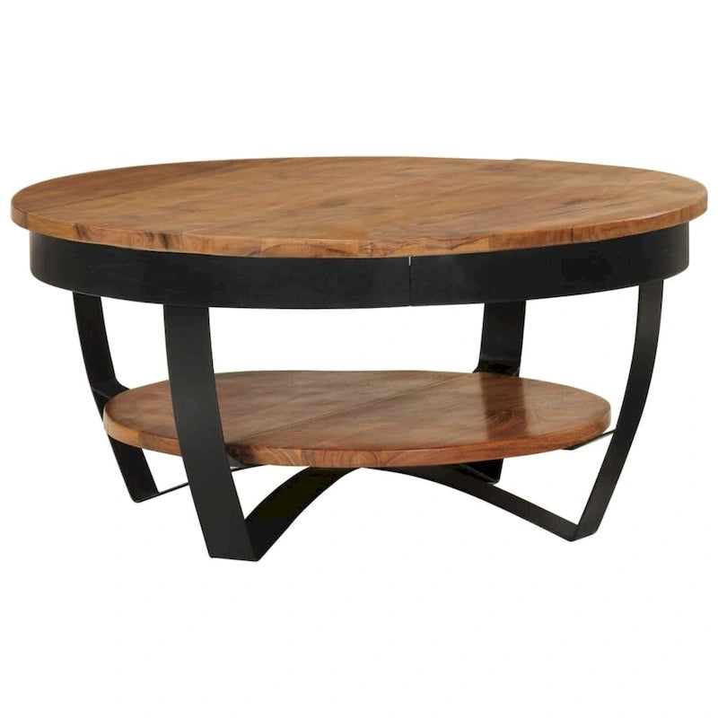 Tavolino da Salotto 65x65x32 cm in Legno Massello di Acacia