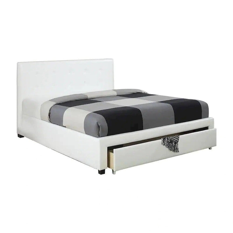 Contenitore sottoletto matrimoniale, letto imbottito in ecopelle