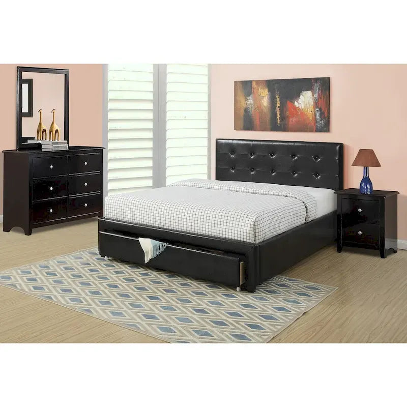 Contenitore sottoletto matrimoniale, letto imbottito in ecopelle
