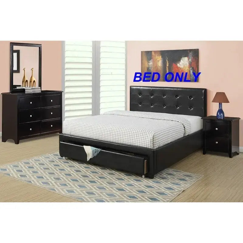 Contenitore sottoletto matrimoniale, letto imbottito in ecopelle