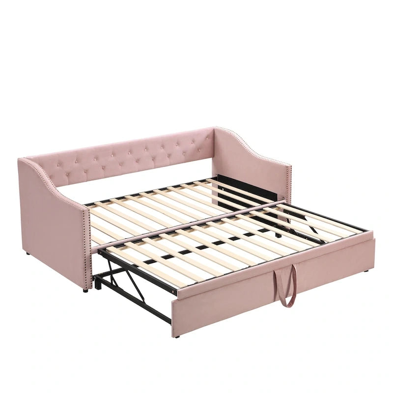 Letto da giorno imbottito a una piazza con letto estraibile a scomparsa