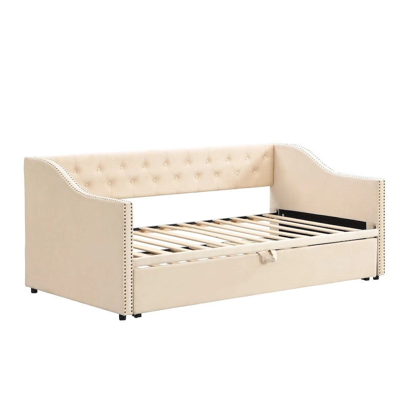Letto da giorno imbottito a una piazza con letto estraibile a scomparsa