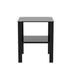Set di 2, tavolino da tè in vetro a due strati, tavolino rotondo piccolo, tavolino da angolo per camera da letto, tavolino laterale da soggiorno, nero