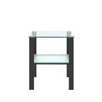 Set di 2, tavolino da tè in vetro a due strati, tavolino rotondo piccolo, tavolino da angolo per camera da letto, tavolino laterale da soggiorno, nero