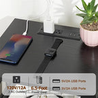 Comodino nero con stazione di ricarica - 15,7P x 13,8L x 23,8A