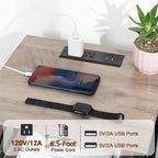 Comodino nero con stazione di ricarica - 15,7P x 13,8L x 23,8A