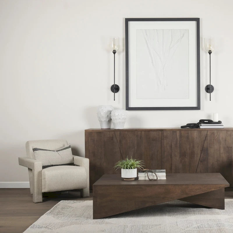  Medium Brown Solid Wood Angular Coffee Table - 58.5L x 19W x 19H