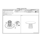 Tavolo da pranzo da 137 cm, impiallacciatura in noce rotonda, base a piedistallo a doghe