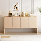 Credenza da 60L in Stile Minimalista con Ampio Spazio Contenitivo, 4 Ante e Dispositivo Rebound per Soggiorno e Ingresso (Crema Albicocca)