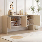 Credenza da 60L in Stile Minimalista con Ampio Spazio Contenitivo, 4 Ante e Dispositivo Rebound per Soggiorno e Ingresso (Crema Albicocca)