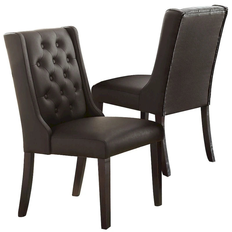 Sedia da pranzo moderna capitonné in similpelle, set da 2