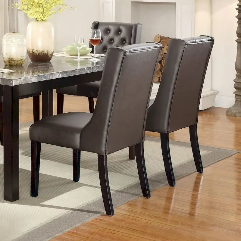 Sedia da pranzo moderna capitonné in similpelle, set da 2