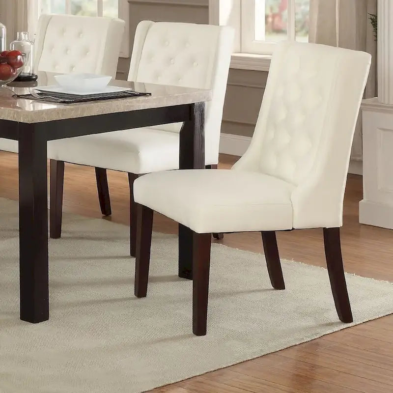 Sedia da pranzo moderna capitonné in similpelle, set da 2